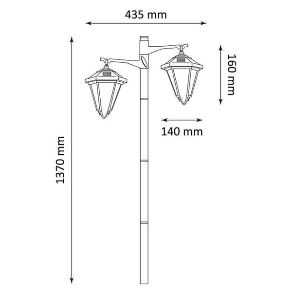OBOSOE havesolcellelamper med dobbelthoved, vandafvisende solcellelamper, udendørs belysning, dekorativ lampe til have, græsplæne, 137 cm