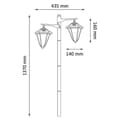 Miniatyrbillede 3 af 9: OBOSOE havesolcellelamper med dobbelthoved, vandafvisende solcellelamper, udendørs belysning, dekorativ lampe til have, græsplæne, 137 cm