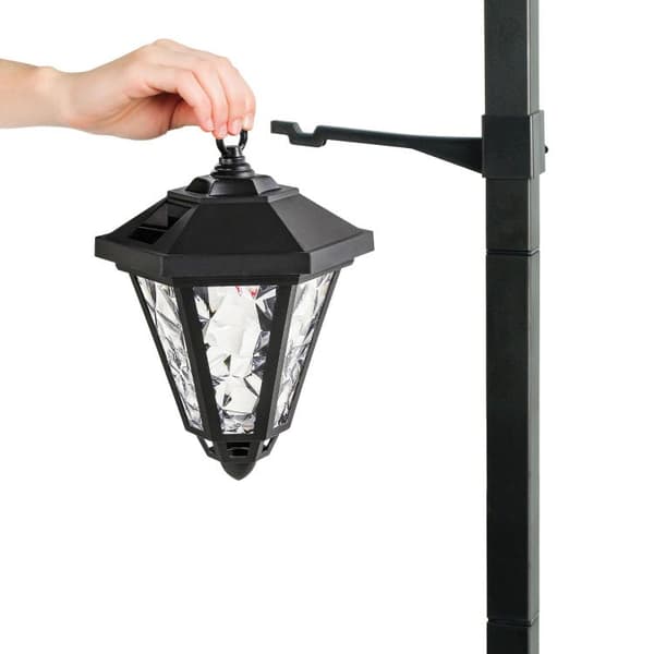 OBOSOE havesolcellelamper med dobbelthoved, vandafvisende solcellelamper, udendørs belysning, dekorativ lampe til have, græsplæne, 137 cm