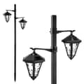 Miniatyrbillede 1 af 9: OBOSOE havesolcellelamper med dobbelthoved, vandafvisende solcellelamper, udendørs belysning, dekorativ lampe til have, græsplæne, 137 cm