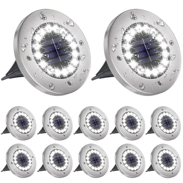OBOSOE Solcellslampor 8-pack – 16 LED, vattentät markbelysning för trädgård & uteplats Vit 12PCS