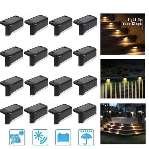 OBOSOE 16-pack solcellslampor – vattentäta LED-lampor för trädgård, staket, trappa & uteplats Svart 16PCS