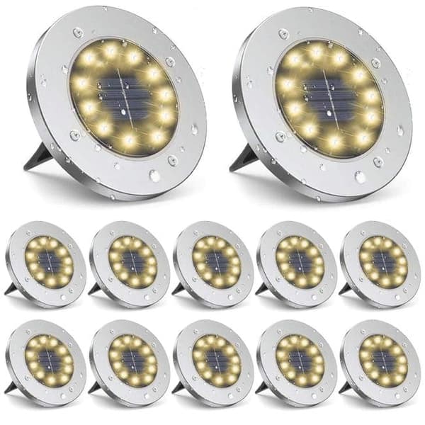 Bomclap 12 Pack aurinkomaavalot IP65 12 LED lämmin valkoinen valo puutarhan patiokävelytielle