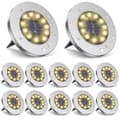 Pikkukuva 1 / 10: Bomclap 12 Pack aurinkomaavalot IP65 12 LED lämmin valkoinen valo puutarhan patiokävelytielle
