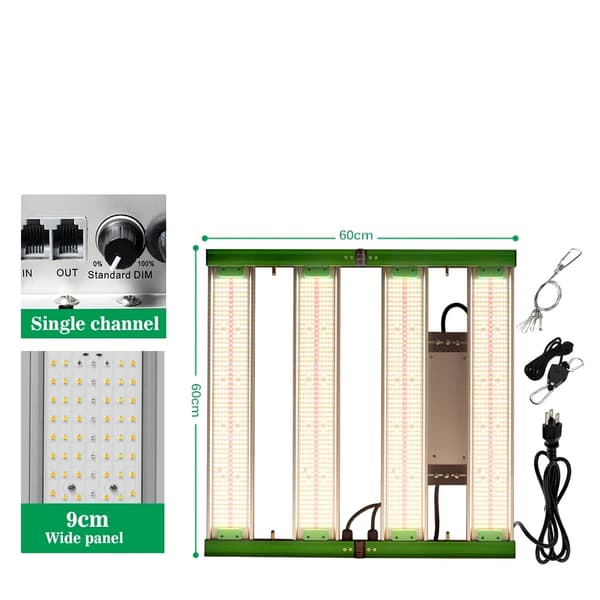 Dimbar LED Växtbelysning, 400W Effekt, Trekanalsdesign,Enkelkanal, EU
