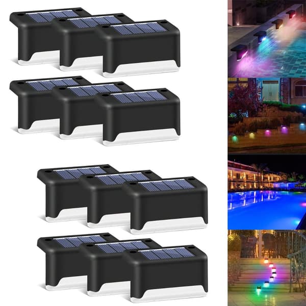 Bomclap Solcellslampor för poolkant, 16-pack vattentäta LED trapp- & däcklampor utomhus trädgårdsbelysning