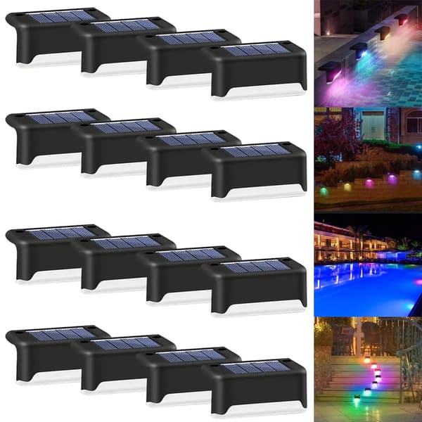 Bomclap Solcellslampor för poolkant, 16-pack vattentäta LED trapp- & däcklampor utomhus trädgårdsbelysning