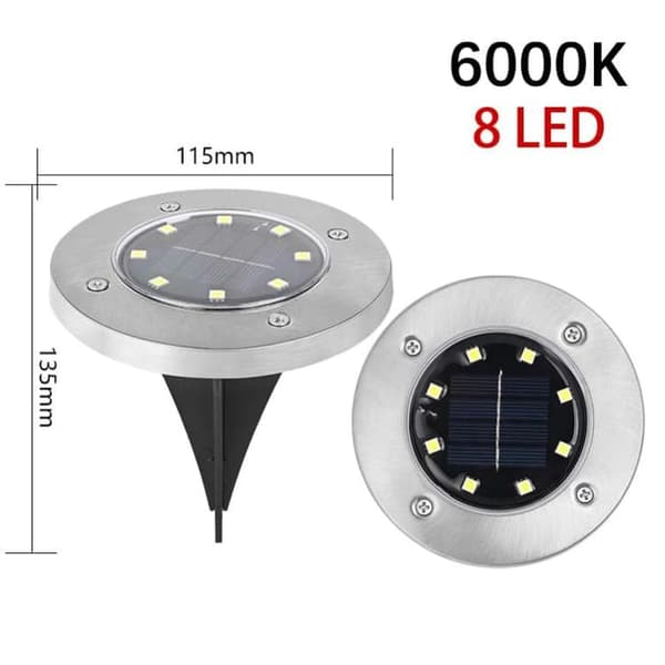 OBOSOE Solcellsdrivna marklampor 12-pack, 8 LED, vattentäta trädgårdslampor, vit belysning