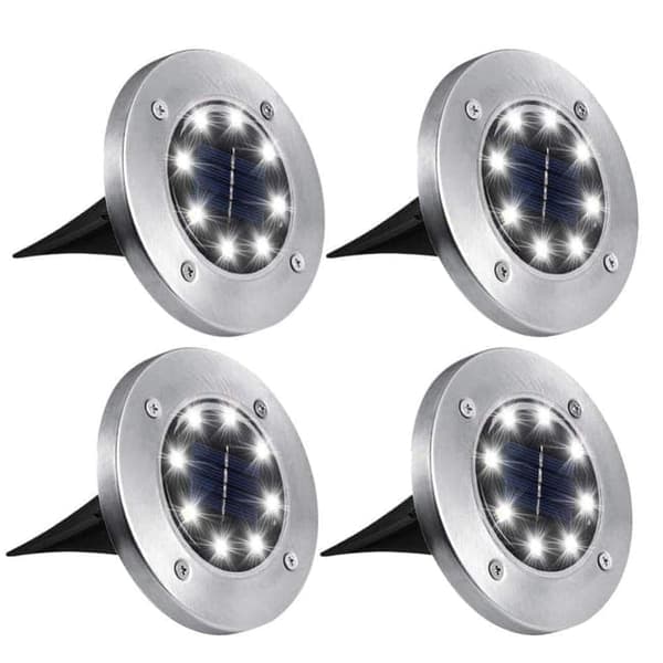 OBOSOE Solcellsdrivna marklampor 12-pack, 8 LED, vattentäta trädgårdslampor, vit belysning