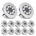Miniatyrbild 1 av 10: OBOSOE Solcellsdrivna marklampor 12-pack, 8 LED, vattentäta trädgårdslampor, vit belysning