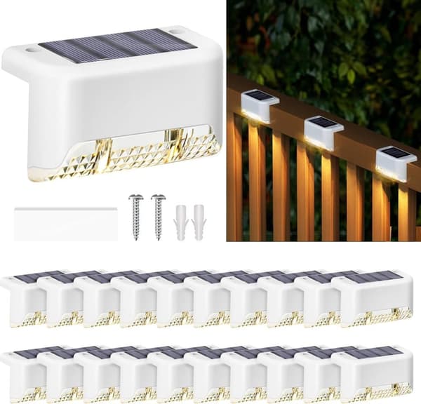 OBOSOE 20-pakkaus valkoiset LED-aurinkolamput – Vedenpitävät ulkovalaisimet portaille ja kulkuteille