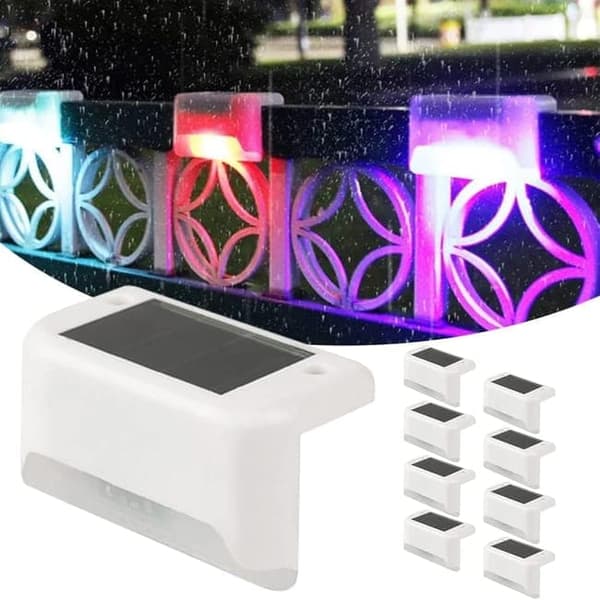 OBOSOE 20 Pack värikkäät aurinkovalot – vedenpitävät LED-askelvalot ulkoterassille Valkoinen Färgat ljus, 8 st