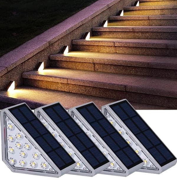 OBOSOE 8-pack solcellsdrivna trappstegslampor – Triangel LED för vägg, staket & utomhusgång