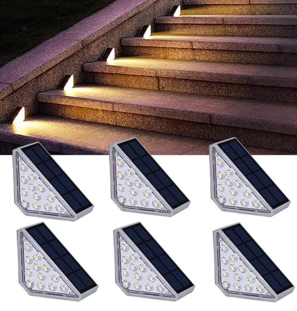 OBOSOE 8-pack solcellsdrivna trappstegslampor – Triangel LED för vägg, staket & utomhusgång