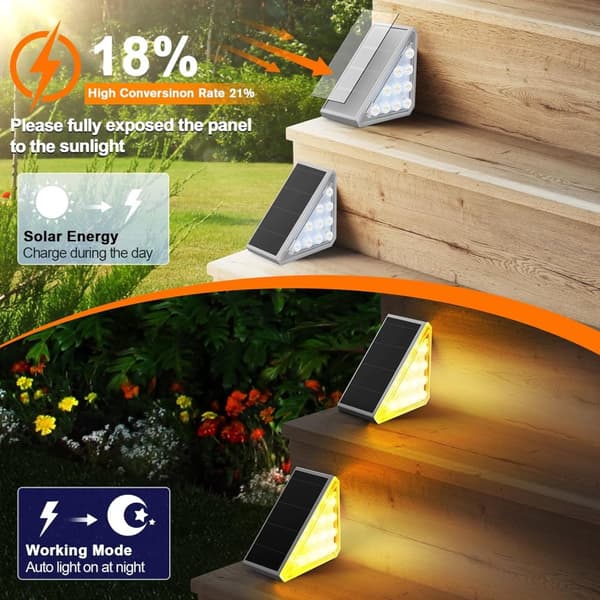 OBOSOE 8 Pack aurinkoportaiden valot IP67 vedenpitävät LED-valot terassille, portaikolle ja kuistille