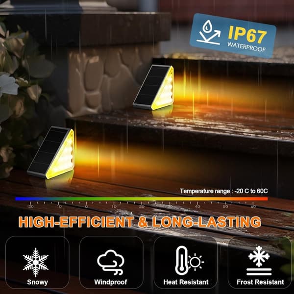 OBOSOE 8 Pack aurinkoportaiden valot IP67 vedenpitävät LED-valot terassille, portaikolle ja kuistille