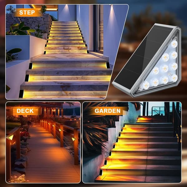 OBOSOE 8 Pack aurinkoportaiden valot IP67 vedenpitävät LED-valot terassille, portaikolle ja kuistille