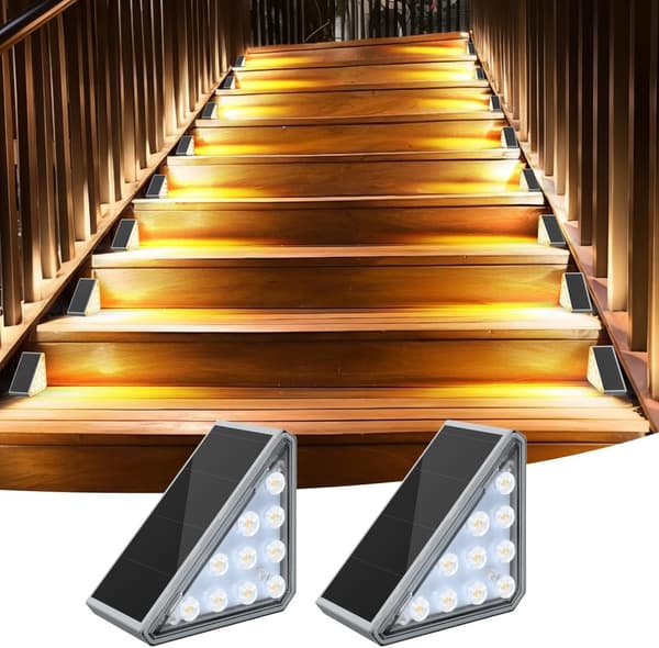 OBOSOE 8 Pack aurinkoportaiden valot IP67 vedenpitävät LED-valot terassille, portaikolle ja kuistille Transparent Varmvitt ljus, sensor, 2 st