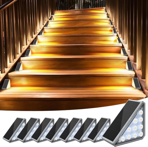 OBOSOE 8 Pack aurinkoportaiden valot IP67 vedenpitävät LED-valot terassille, portaikolle ja kuistille