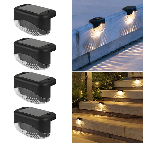 OBOSOE 8 Pack Solar Powered LED Trappe & Væglamper Udendørs, Vandtætte Lys til Hegn & Gangbro