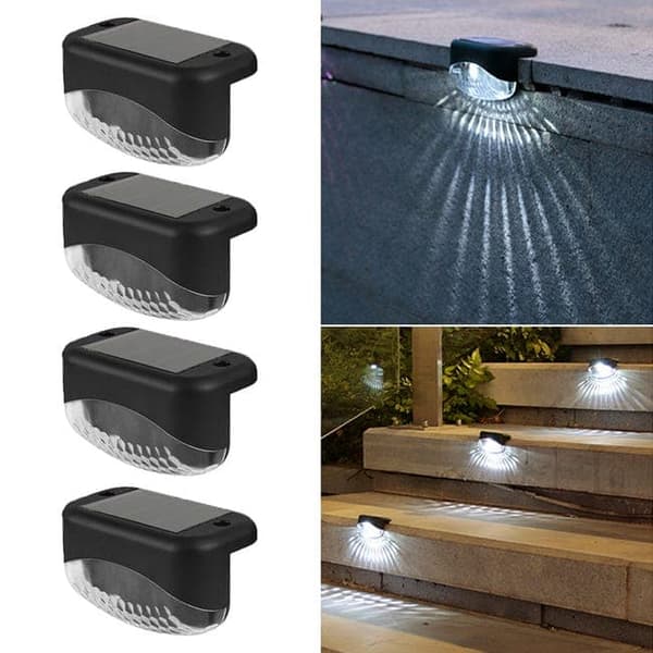 OBOSOE 8 Pack Solar Powered LED Trappe & Væglamper Udendørs, Vandtætte Lys til Hegn & Gangbro