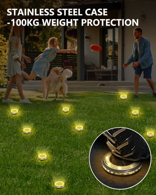 Bomclap 12 kpl aurinkovalot ulkona IP65, 12 LED-lämmin valkoinen puutarhavalaistus aurinkopaneelilla