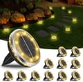 Pikkukuva 1 / 8: Bomclap 12 kpl aurinkovalot ulkona IP65, 12 LED-lämmin valkoinen puutarhavalaistus aurinkopaneelilla