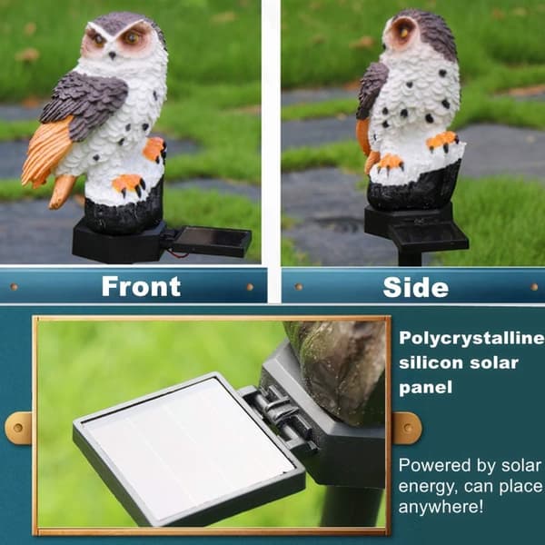 OBOSOE Solar Lamp Owl - LED Udendørs Belysning Vandtæt Dekoration Lampe til Have, Balkon & Terrasse