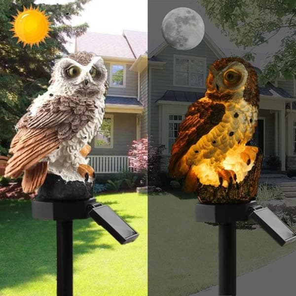 OBOSOE Solar Lamp Owl - LED Udendørs Belysning Vandtæt Dekoration Lampe til Have, Balkon & Terrasse