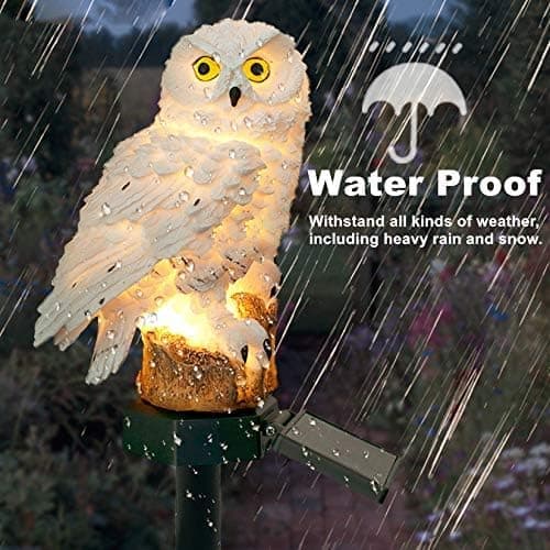 OBOSOE 2-pakkaus pöllön muotoinen aurinkolamppu, LED-puutarhavalaistus ulkokoristeluun
