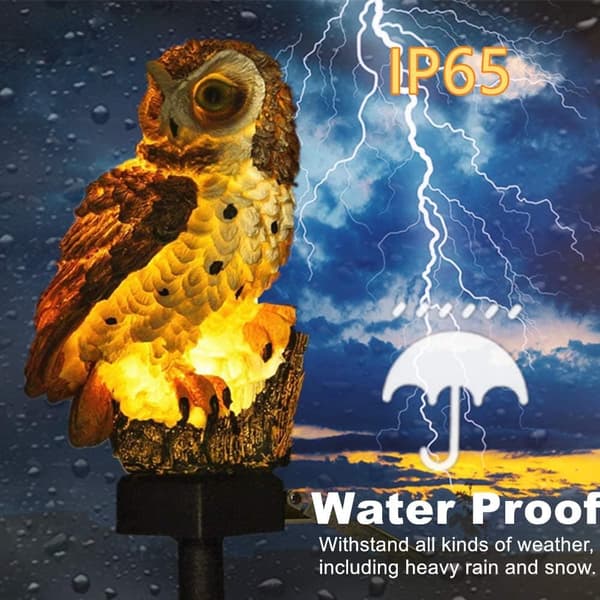 OBOSOE 2-pakkaus pöllön muotoinen aurinkolamppu, LED-puutarhavalaistus ulkokoristeluun