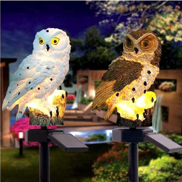 OBOSOE 2-pak ugleformet solcellelampe, LED havebelysning til udendørs dekoration MultiColor 2 st