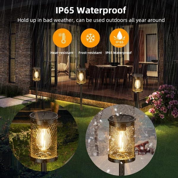 OBOSOE liekehtivä aurinkolyhty ulkovalaistukseen 2 kpl aurinkolyhty kävelyteille vedenpitävä IP65 LED