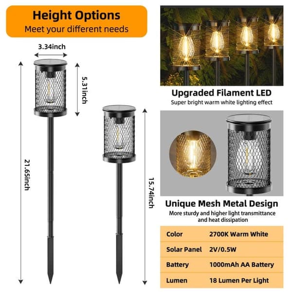 OBOSOE liekehtivä aurinkolyhty ulkovalaistukseen 2 kpl aurinkolyhty kävelyteille vedenpitävä IP65 LED