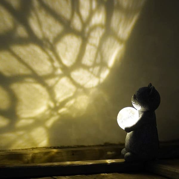 OBOSOE Solar Powered Lighting Garden Statue – Havedekoration Lysende kattefigur til udendørs brug, Dekorativ kat til have og have