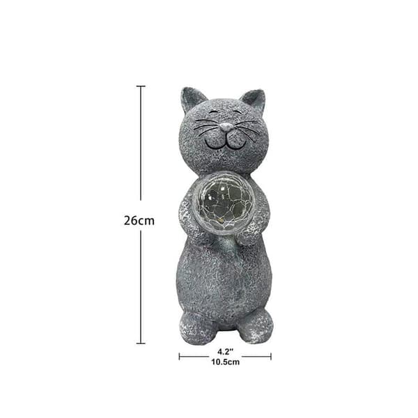 OBOSOE Solar Powered Lighting Garden Statue – Havedekoration Lysende kattefigur til udendørs brug, Dekorativ kat til have og have