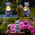 Miniatyrbillede 5 af 6: OBOSOE Solar Powered Lighting Garden Statue – Havedekoration Lysende kattefigur til udendørs brug, Dekorativ kat til have og have