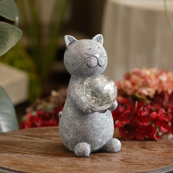 OBOSOE Solar Powered Lighting Garden Statue – Havedekoration Lysende kattefigur til udendørs brug, Dekorativ kat til have og have
