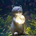 Miniatyrbillede 1 af 6: OBOSOE Solar Powered Lighting Garden Statue – Havedekoration Lysende kattefigur til udendørs brug, Dekorativ kat til have og have