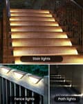 Miniatyrbillede 7 af 7: OBOSOE solcelledrevne udendørs trappetrinlys IP65 – LED solcellelampe til terrasse og indgang (4-pak)