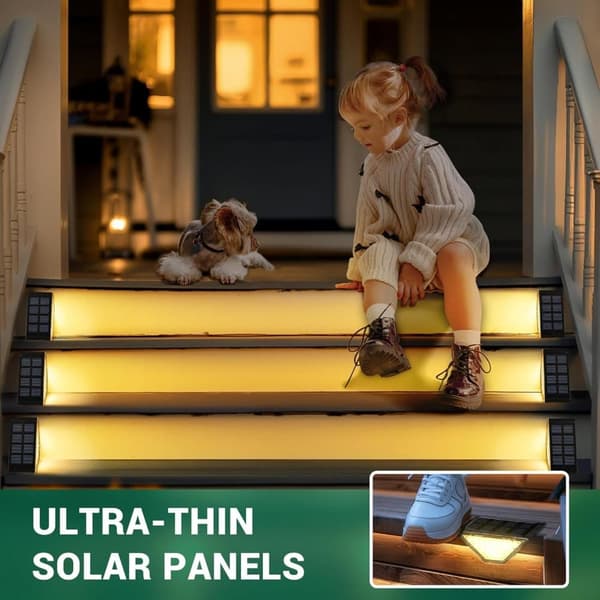 OBOSOE Solcellelampe 12-Pak, IP65 Trappebelysning & Udendørs Havelampe, LED Solcellelampe til Terrasse/Trin