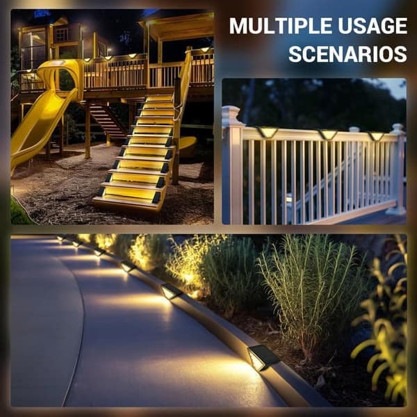 OBOSOE Solcellelampe 12-Pak, IP65 Trappebelysning & Udendørs Havelampe, LED Solcellelampe til Terrasse/Trin