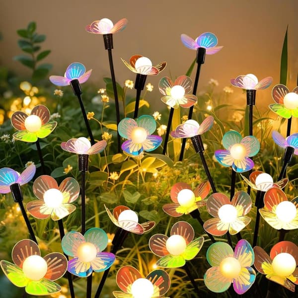 OBOSOE Solcellslampor 4-pack – Trädgårdsbelysning med 24/32/40 LED Sagoljus för Ute & Dekor