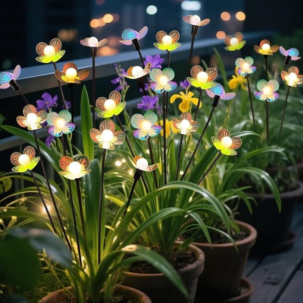 OBOSOE Solcellslampor 4-pack – Trädgårdsbelysning med 24/32/40 LED Sagoljus för Ute & Dekor 2-pack varmt ljus, 16 LED