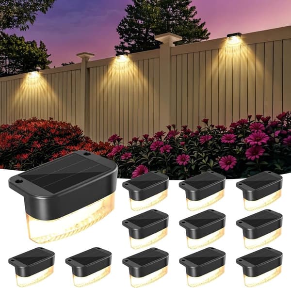 OBOSOE Solar Lights 12 kpl – Vedenpitävät puutarhavalot ja porrasvalot aidoille ja terasseille