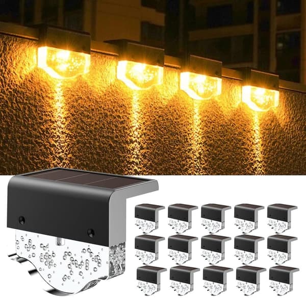 OBOSOE Solar Lampe 16-Pak Udendørs Trin Belysning & Hegn Lampe Til Have og Terrasse