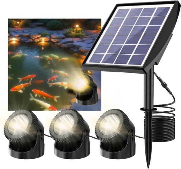OBOSOE solcelledrevet damlampe med IP68 – farveskiftende solcellebelysning og græsplænelanterne til have/pool 3-ljus varmvit