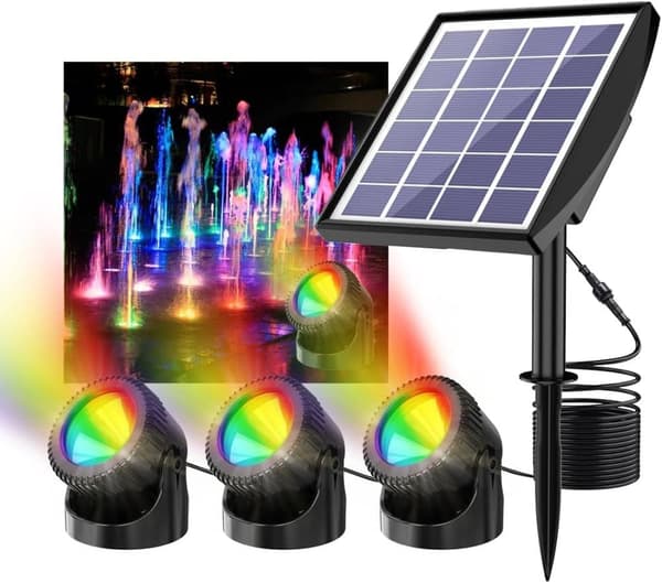 OBOSOE solcelledrevet damlampe med IP68 – farveskiftende solcellebelysning og græsplænelanterne til have/pool
