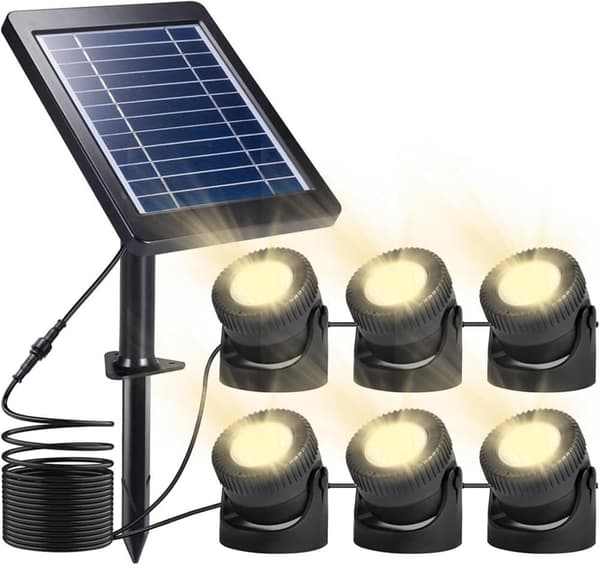 OBOSOE solcelledrevet damlampe med IP68 – farveskiftende solcellebelysning og græsplænelanterne til have/pool