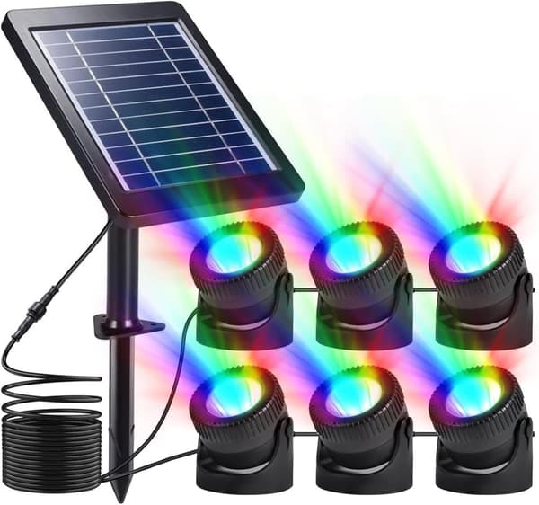 OBOSOE solcelledrevet damlampe med IP68 – farveskiftende solcellebelysning og græsplænelanterne til have/pool